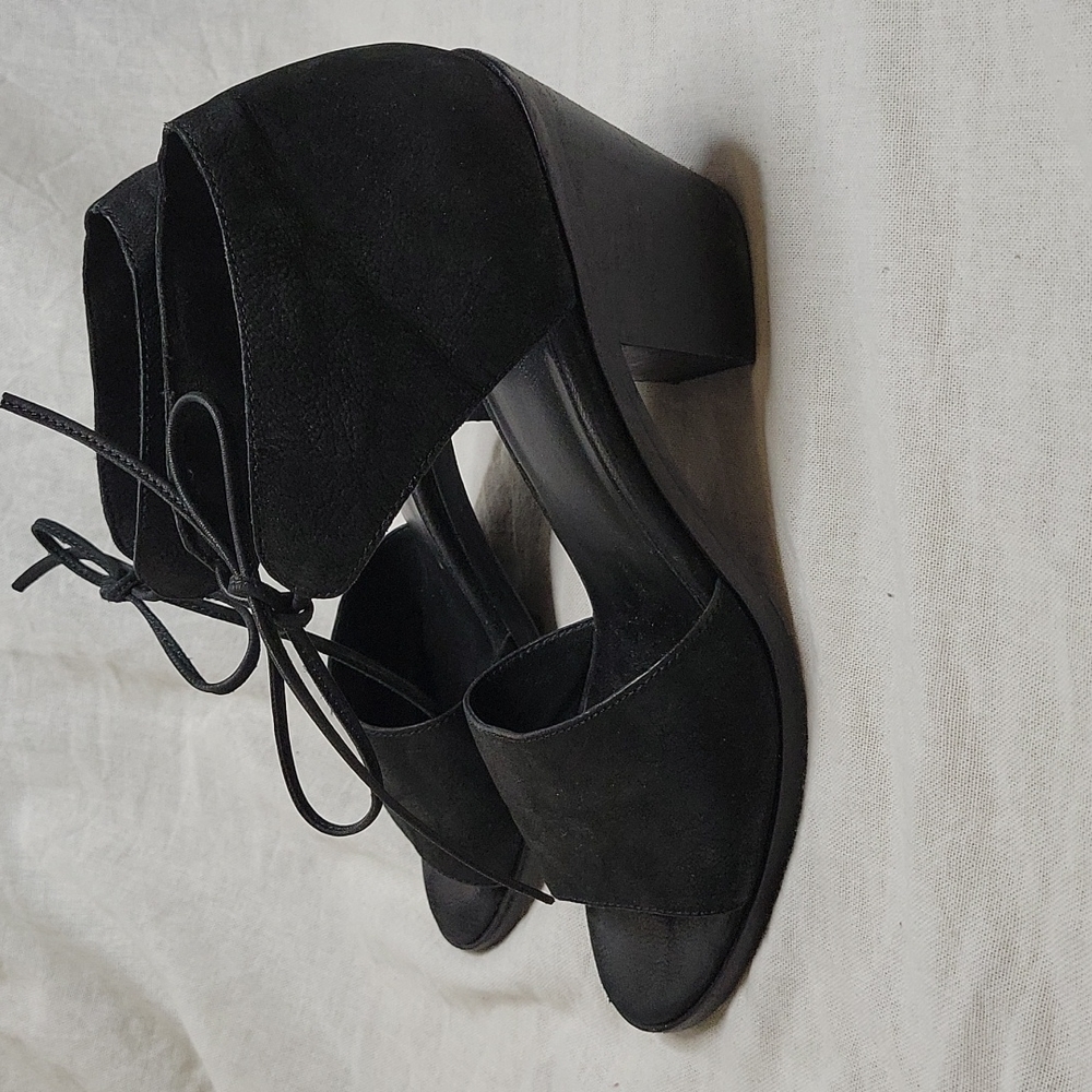 Eileen Fisher Ann Ankle Tie Sandal open toe black - Picture 8 of 13